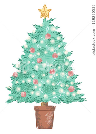 Simple hand drawn christmas tree 119250533