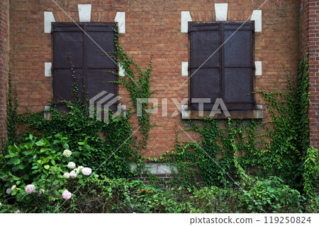 Iron door of a window in an atomic bombed building 119250824