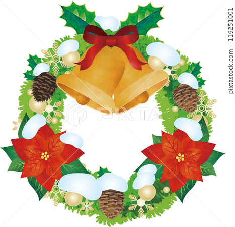 Christmas Christmas wreath bell watercolor snow holly frame decoration material Christmas Christmas wreath bell watercolor snow holly frame decoration material 119251001