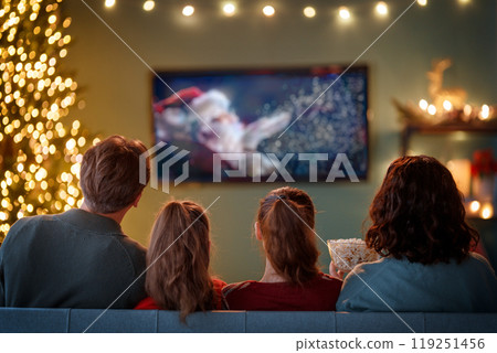family celebrating Christmas 119251456