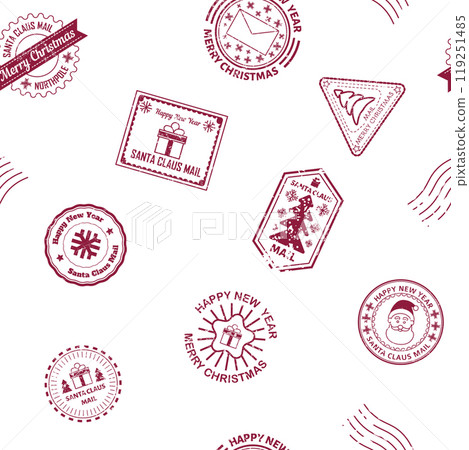 Maroon Christmas Stamp Pattern vector Maroon Christmas Stamp Pattern vector 119251485