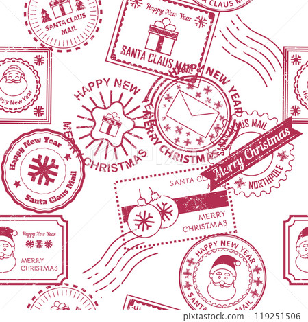 Red Christmas Stamp Pattern vector Red Christmas Stamp Pattern vector 119251506