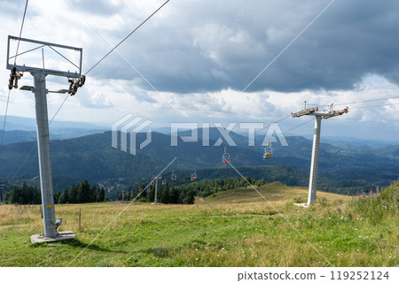 Mountains ranges in the Carpathians. Hills, forest and meadows Mountains ranges in the Carpathians. Hills, forest and meadows 119252124