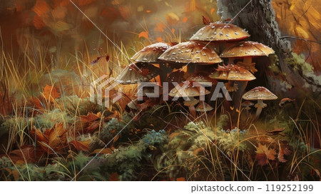 Forest mushrooms. Generative AI 119252199
