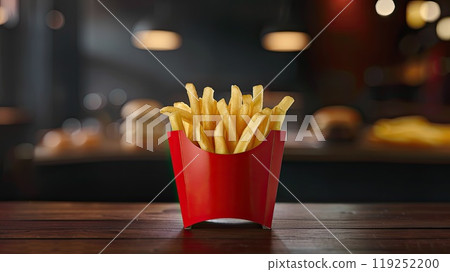 French fries in carton. Generative AI 119252200