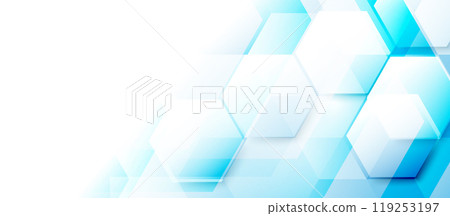 Abstract light blue hexagonal geometric background with soft gradients 119253197
