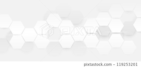 Abstract white hexagonal geometric background with soft shadows 119253201