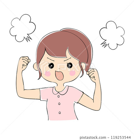 憤怒的年輕女子臉部表情變化_膚色筆畫風格 憤怒的年輕女子臉部表情變化_膚色筆畫風格 119253544
