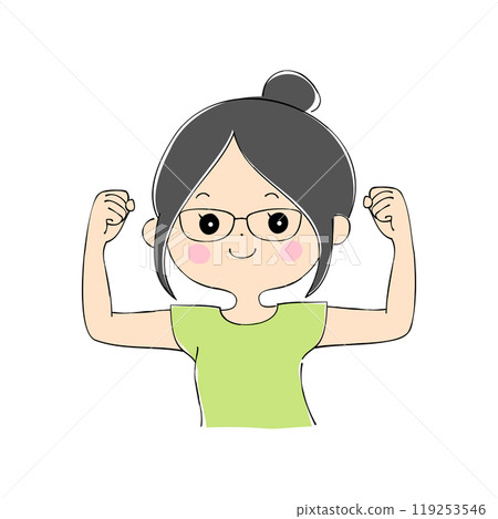 年輕女子握拳臉部表情變化_膚色筆畫風格 年輕女子握拳臉部表情變化_膚色筆畫風格 119253546