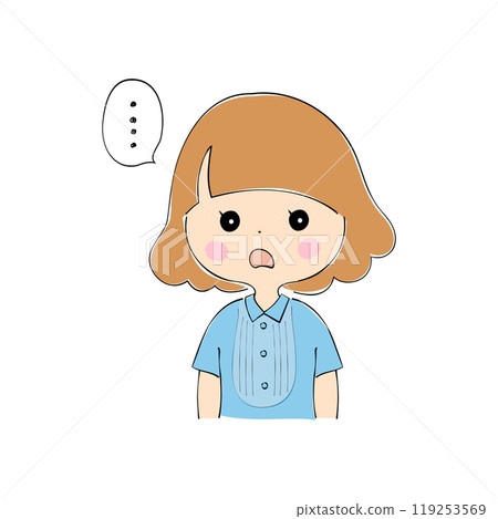 年輕女子不知所措，表情變化_膚色，鋼筆畫風格 119253569