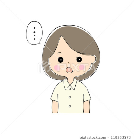 A young woman at a loss for words - Facial expression variations_skin color, pen drawing style A young woman at a loss for words - Facial expression variations_skin color, pen drawing style 119253573