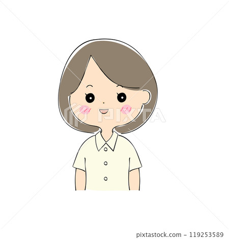 Shy young woman, facial expression variations, skin color, pen drawing style Shy young woman, facial expression variations, skin color, pen drawing style 119253589