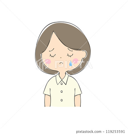 Sad young woman, facial expression variations, skin color, pen drawing style Sad young woman, facial expression variations, skin color, pen drawing style 119253591