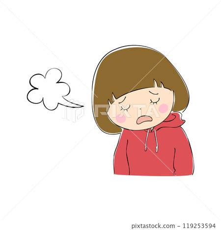 Sighing young woman, facial expression variations, skin color, pen drawing style Sighing young woman, facial expression variations, skin color, pen drawing style 119253594