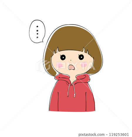 年輕女子不知所措，表情變化_膚色，鋼筆畫風格 119253601