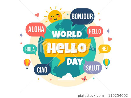 World Hello Day Vector Illustration on November 21 with Speech Bubbles Displaying Greetings in Multiple Languages from Around the in a Background 119254002