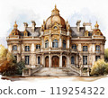 Elegant historic mansion with ornate architecture, surrounded by lush greenery. 119254322