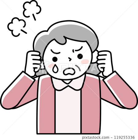 The upper body of a frustrated senior woman The upper body of a frustrated senior woman 119255336