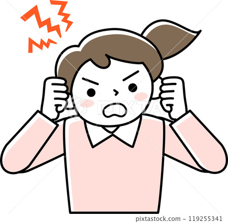 Upper body of an angry young woman 119255341