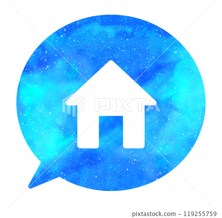 Light blue starry sky | Home icon speech bubble Light blue starry sky | Home icon speech bubble 119255759