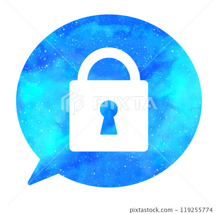 Light blue starry sky | Speech bubble with padlock symbol 119255774