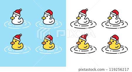 duck vector christmas santa claus hat swimming icon cartoon logo character rubber duck bird chicken pastel symbol doodle isolated illustration design 119256217