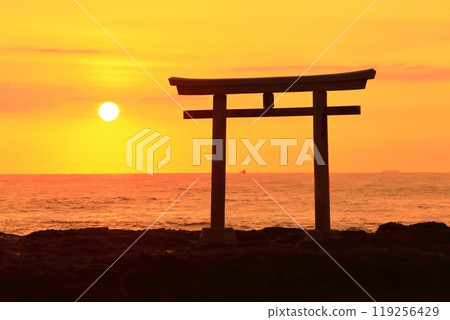 [Ibaraki] Sunrise at Oarai Isosaki Shrine 119256429