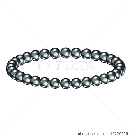 3D illustration of a black pearl necklace seen from an angle 119256556