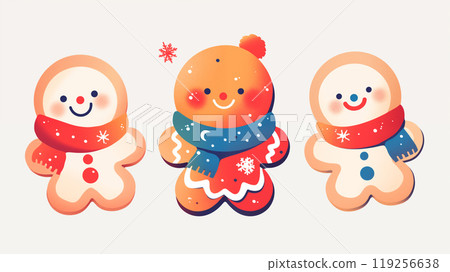 手绘卡通可爱的姜饼人插画 119256638