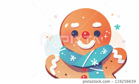 手绘卡通可爱的姜饼人插画 手绘卡通可爱的姜饼人插画 119256639