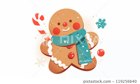 手绘卡通可爱的姜饼人插画 119256640
