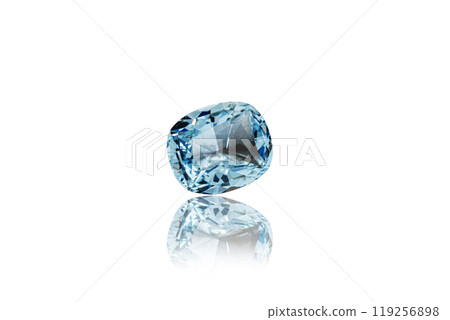 macro stone mineral faceted aquamarine on a white background 119256898