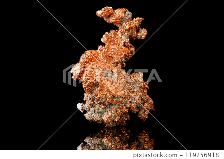 Macro mineral stone Copper on black background Macro mineral stone Copper on black background 119256918
