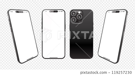 Realistic 3D Smartphone Vector Mockup Isolated 119257230
