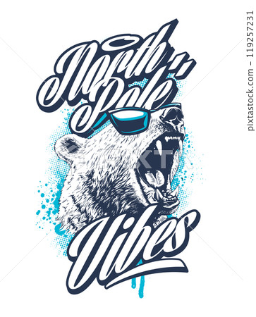 Graffiti Design With Polar Bear In Sunglasses 119257231
