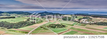 Drone panorama over the German village of Erpfingen 119257586
