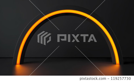 Black arch with glowing orange lighting on a dark background. Perfect scene for Halloween or Black Friday celebrations Black arch with glowing orange lighting on a dark background. Perfect scene for Halloween or Black Friday celebrations 119257730