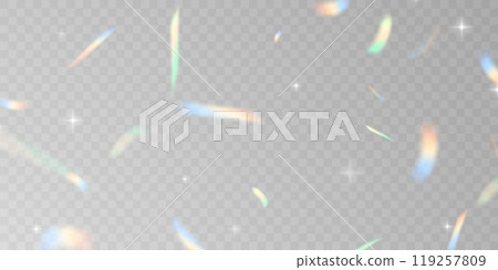 Multicolored light effect and zigzag ribbons falling from above on streamer, tinsel vector 119257809