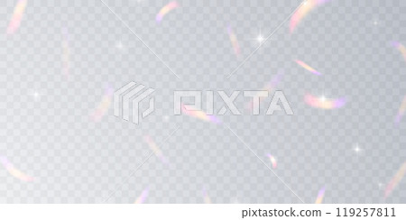 Multicolored light effect and zigzag ribbons falling from above on streamer, tinsel vector 119257811