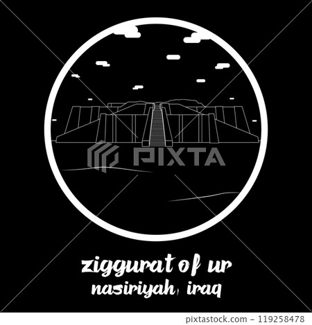 Circle Icon Ziggurat of Ur. Vector Illustration 119258478