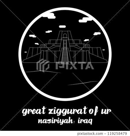 Circle Icon Great Ziggurat of Ur. Vector illustration 119258479