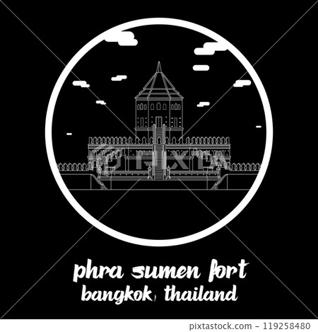 Circle Icon Phra Sumen Fort. Vector illustration 119258480