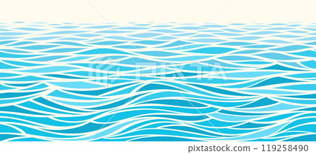 Seamless beautiful waves. Vector blue marine pattern.  119258490