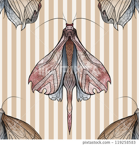 Textile butterfly and leaf pattern. Textile butterfly and leaf pattern. 119258583
