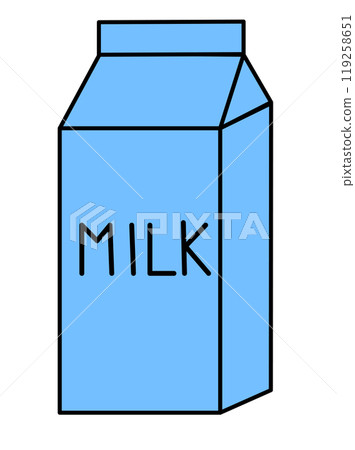 Milk Box isolated on a white background. Carton packaging. Dairy product. Doodle style. Vector flat illustration. 119258651