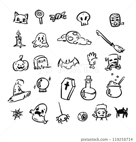 Set of Halloween doodle hand drawing, Vector 119258714