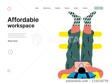 Creative workspace, modern flat vector concept illustration of a woman working laying down with a computer Remote work, flexibility, independence, efficiency, mobility, synergy, freedom Creative workspace, modern flat vector concept illustration of a woman working laying down with a computer Remote work, flexibility, independence, efficiency, mobility, synergy, freedom 119258776