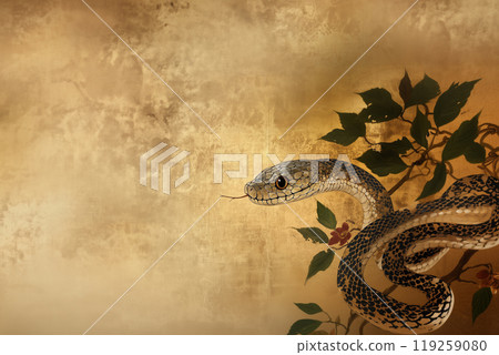 蛇金箔日式背景 蛇金箔日式背景 119259080