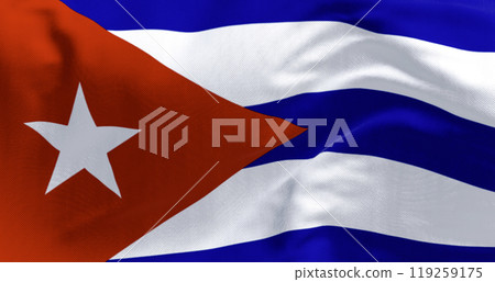 Close-up of Cuba national flag waving in the wind Close-up of Cuba national flag waving in the wind 119259175