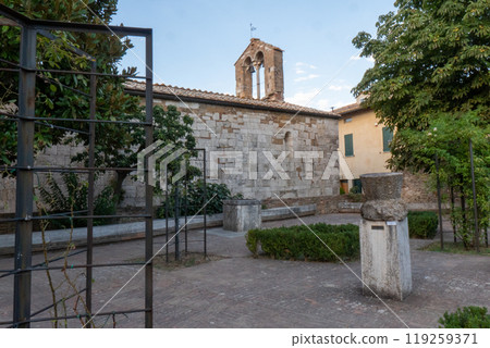 The Chiesa di Santa Maria Assunta a church in San Quirico d'Orcia, Tuscany. The Chiesa di Santa Maria Assunta a church in San Quirico d'Orcia, Tuscany. 119259371